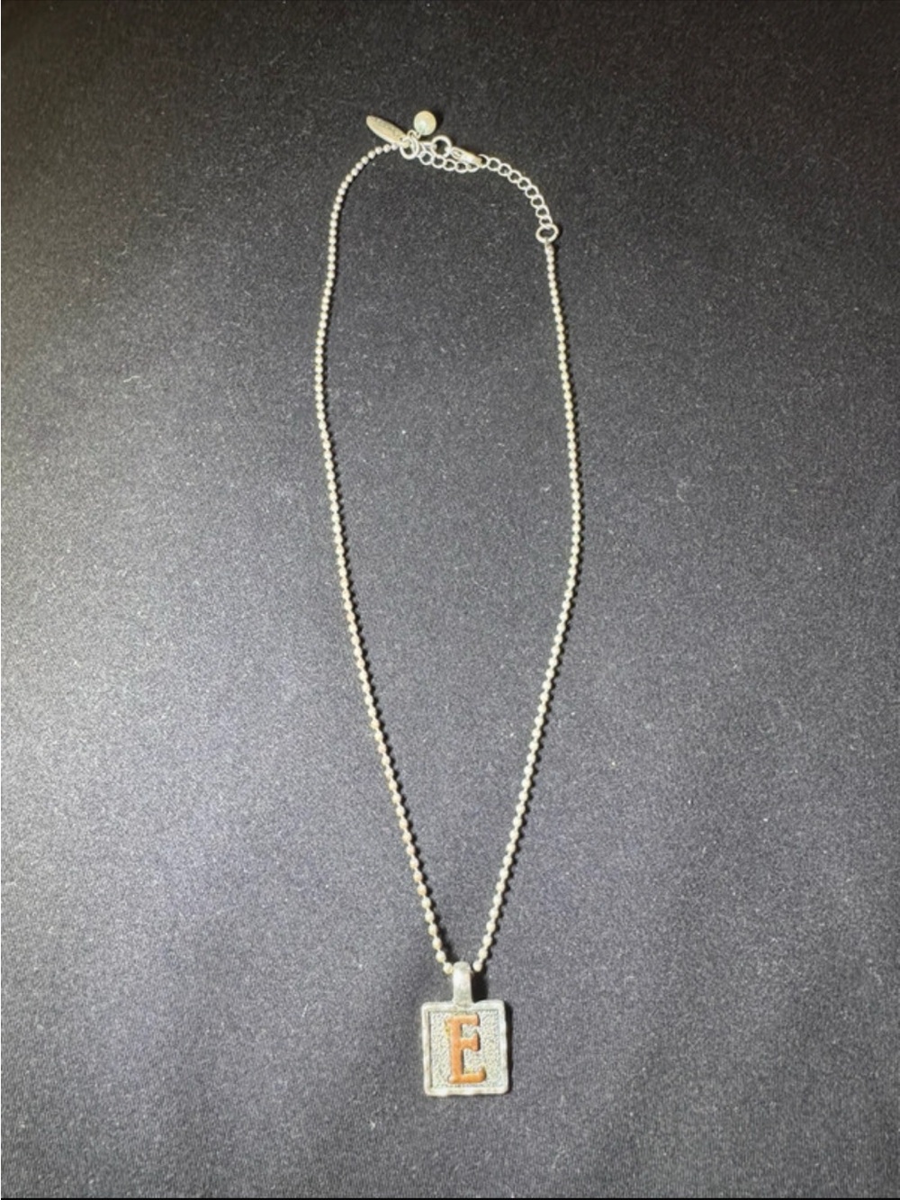 Plunder Silver and Gold 'E' Initial Pendant Necklace